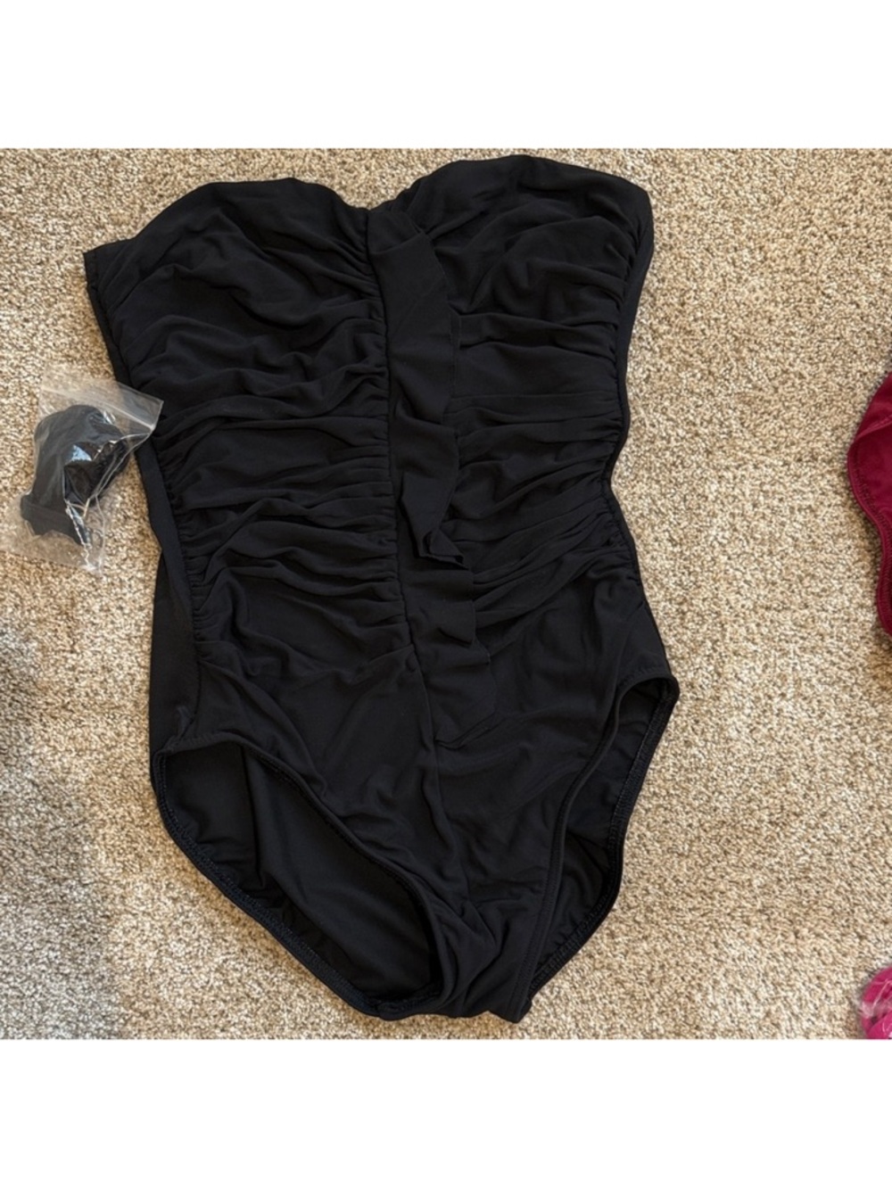 Miraclesuit Black Camilla Ruffle Front Ruched Strapless One-Piece Swimsuit